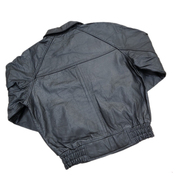 LEATHER Burkes Bay BLACK NRA BOMBER JACKET, MENS MEDIUM - Picture 2 of 10